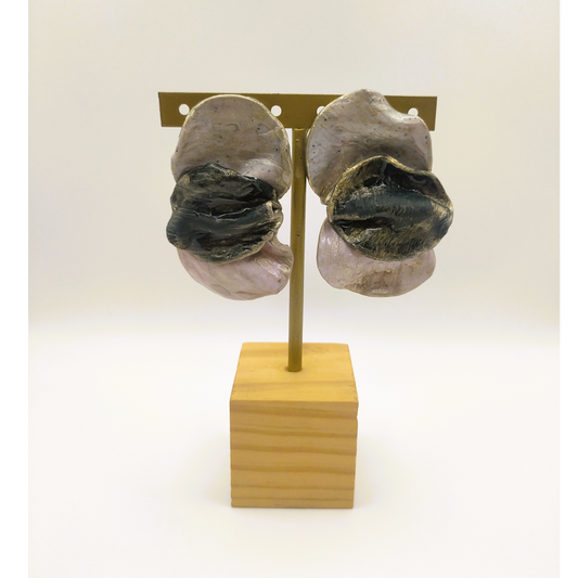 Shakti - Pendientes gris piedra y rosa translucido