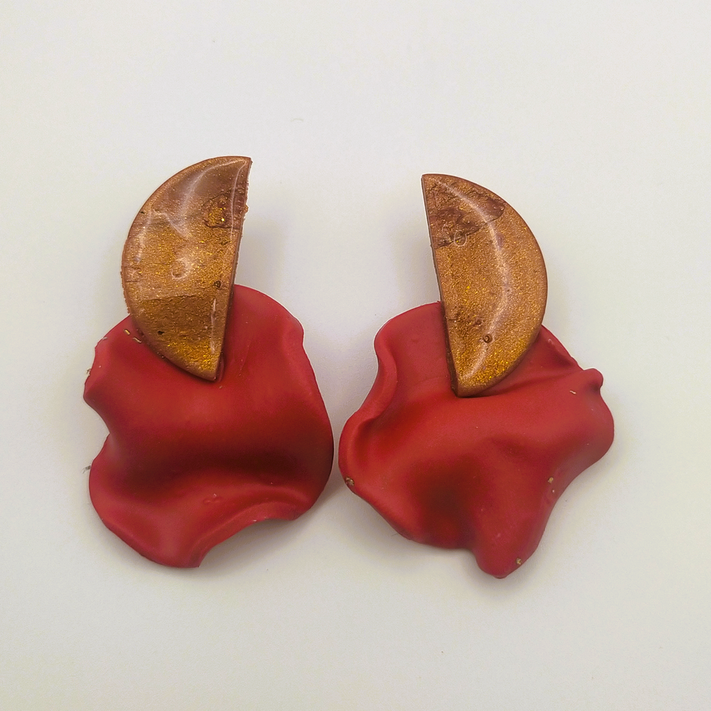 Isis - Pendiente naranja metalizado y rojo mate