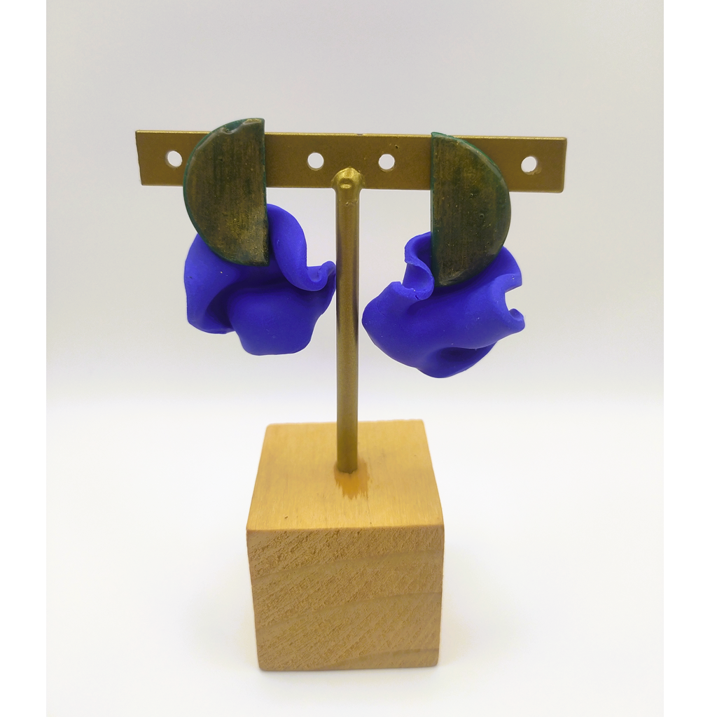 Isis - Pendientes verde dorado y azul royal