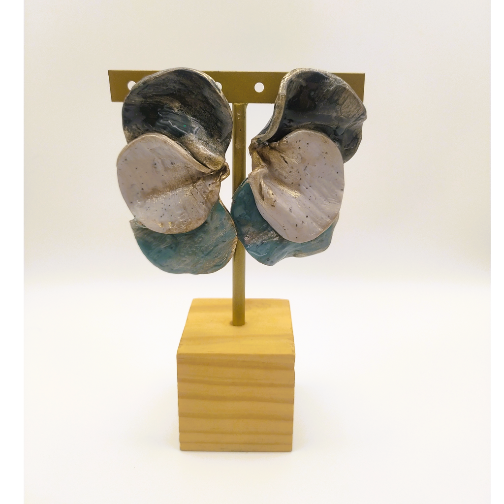 Shakti - Pendientes gris piedra y azul