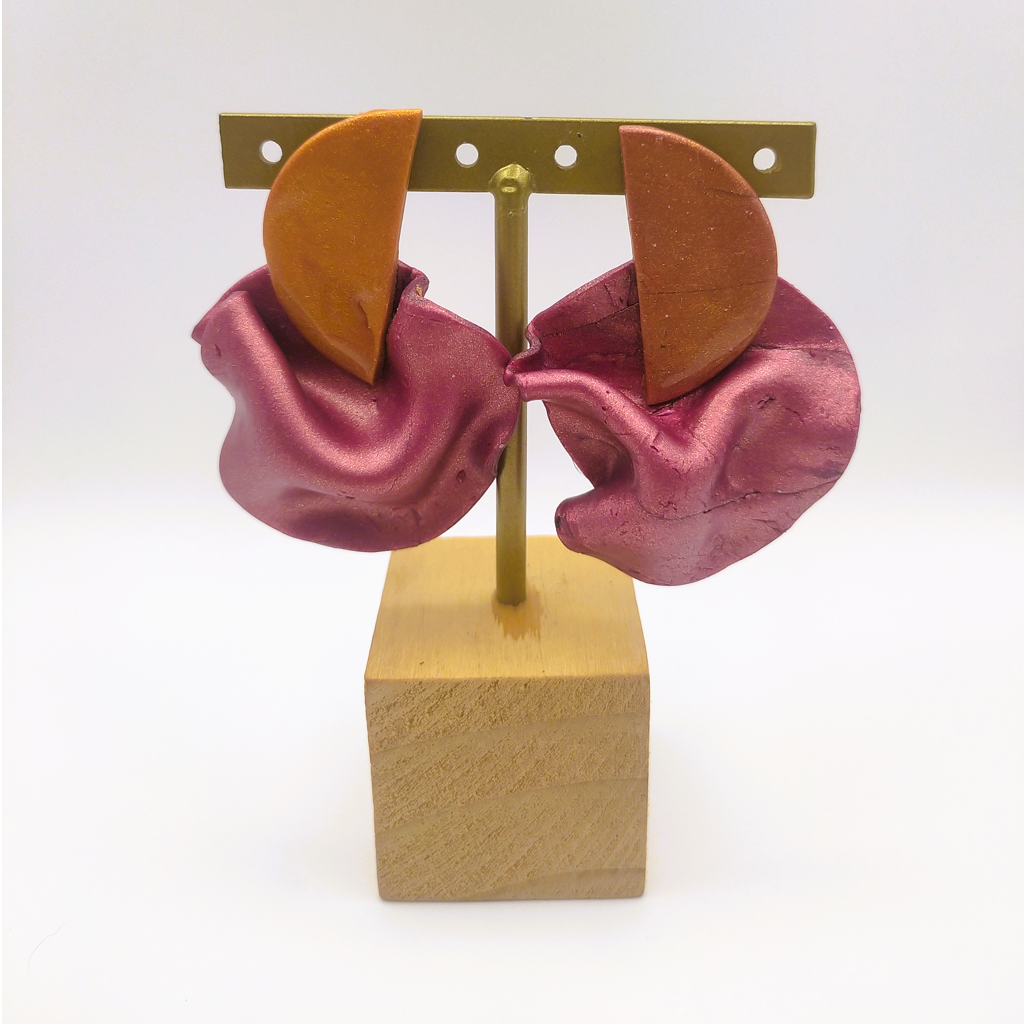 Isis - Pendientes grandes naranja y fucsia