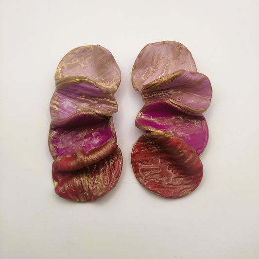 Shakti - Pendientes grandes rosa pastel y fucsia