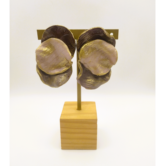 Shakti - Pendientes marrón y rosa grisaceo