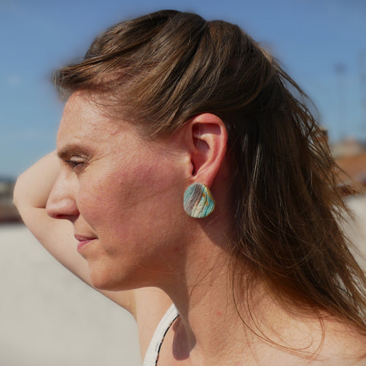 Sarasvati - Pendientes turquesa y gris elegante