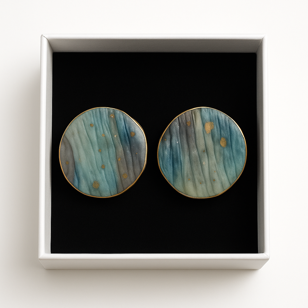 Sarasvati - Pendientes turquesa y gris elegante