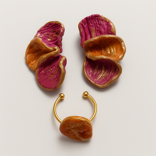 Venus - conjunto pétalos fucsia y naranja