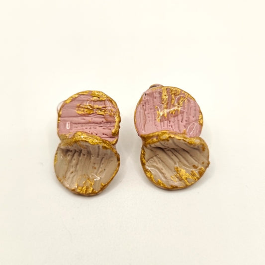 Venus - Pendientes dos pétalos rosa y crema