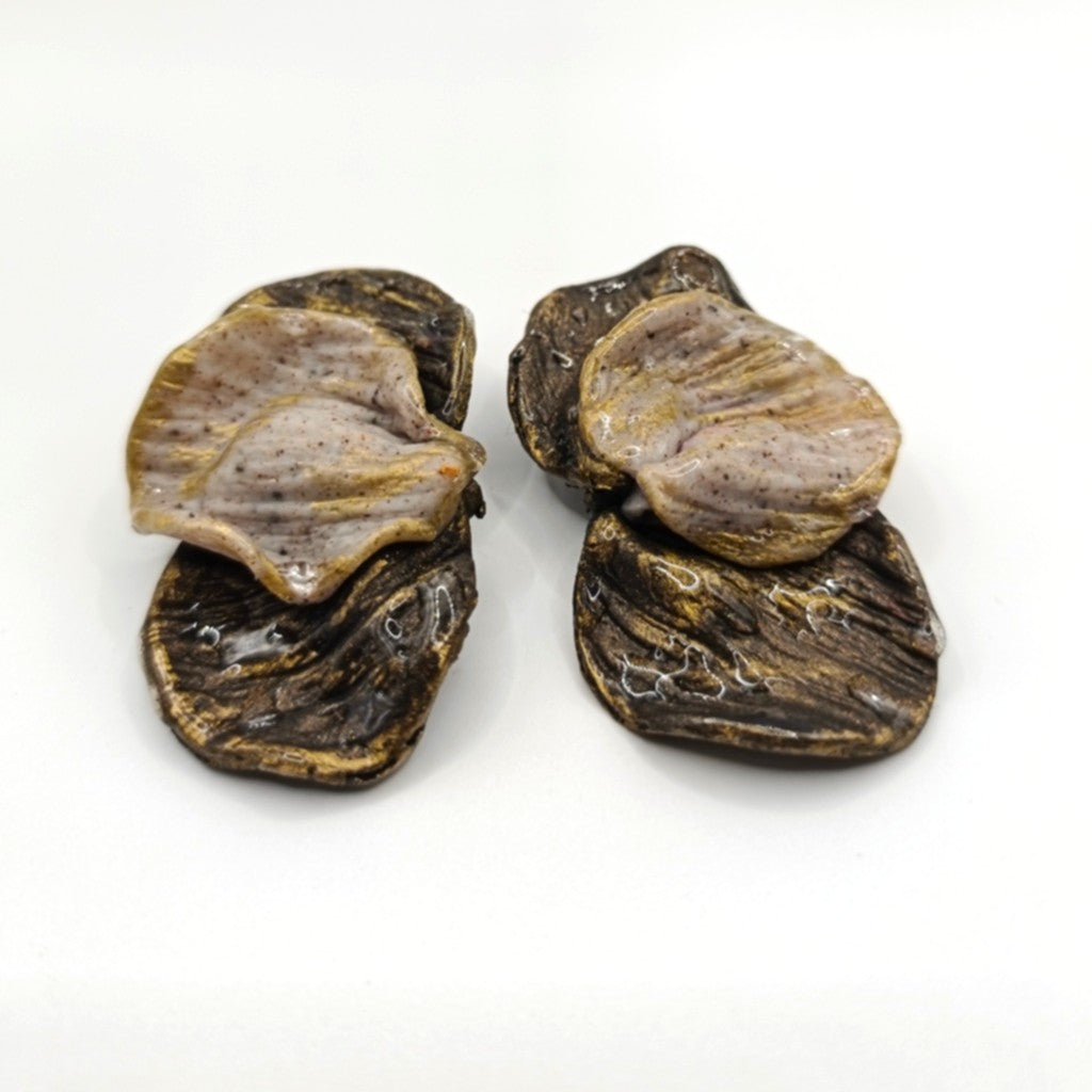 Shakti - Pendientes verde profundo y gris piedra