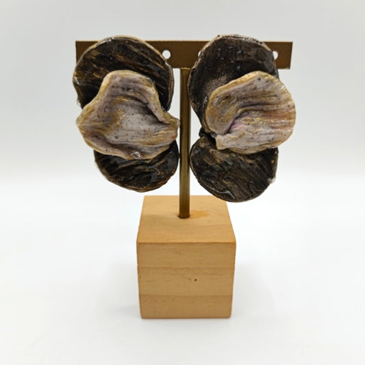 Shakti - Pendientes verde profundo y gris piedra