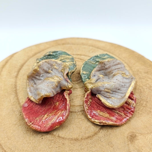 Shakti - Pendientes verde, gris piedra y coral