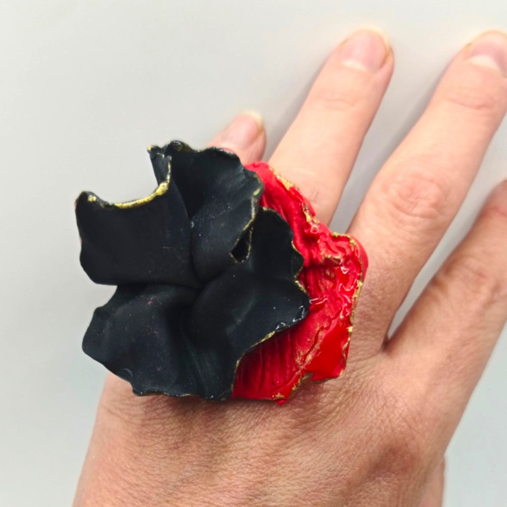 Anillo - volante negro y rojo