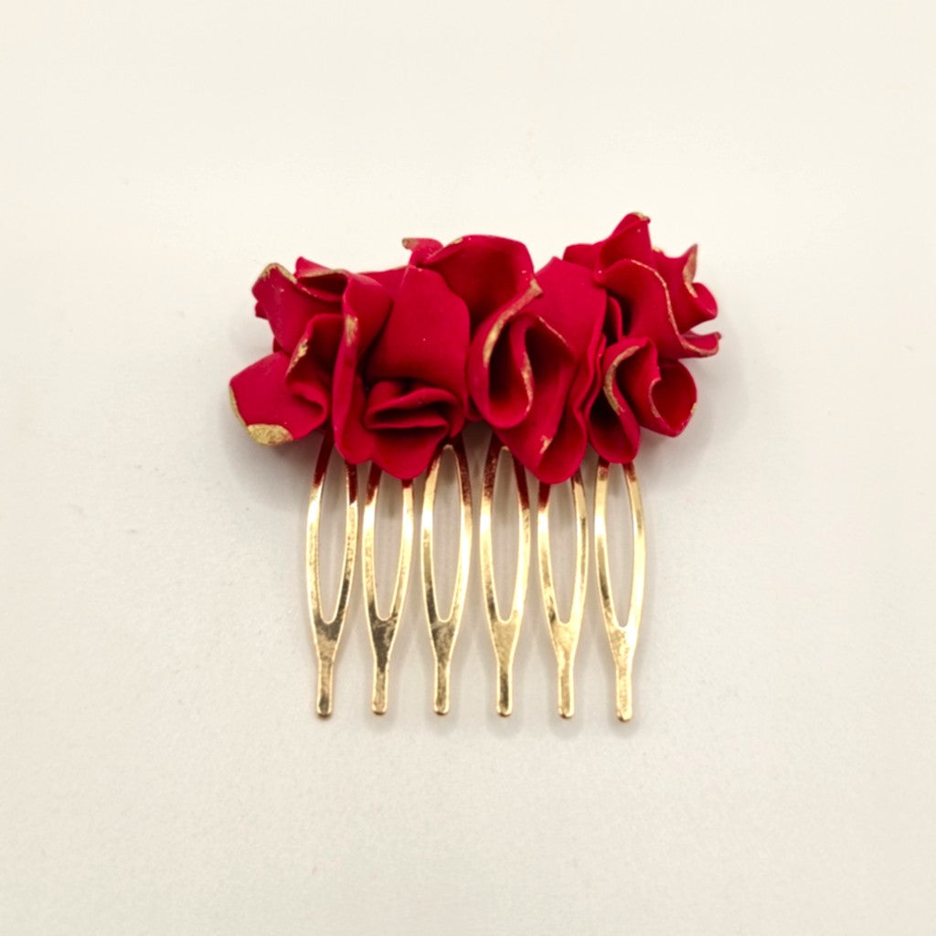 Clavel - peineta claveles rojos y blanco