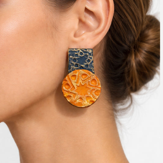 Alhambra - Azulejo Combinado · Azul Profundo &  Naranja