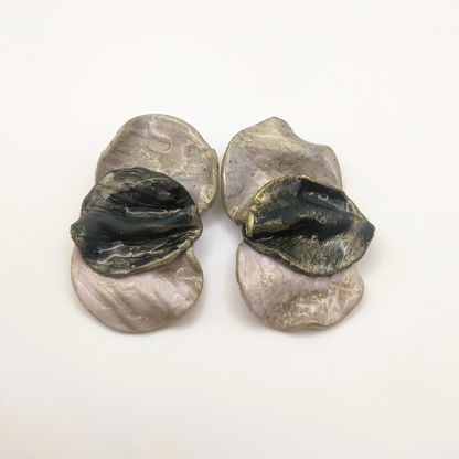 Shakti - Pendientes gris piedra y rosa translucido