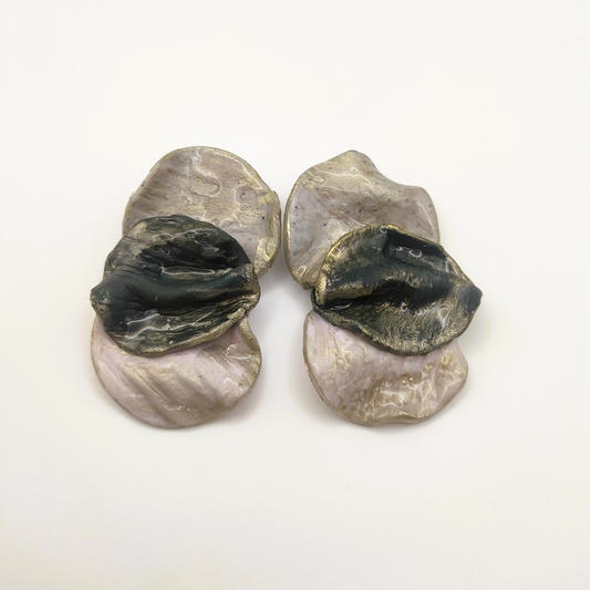 Shakti - Pendientes gris piedra y rosa translucido