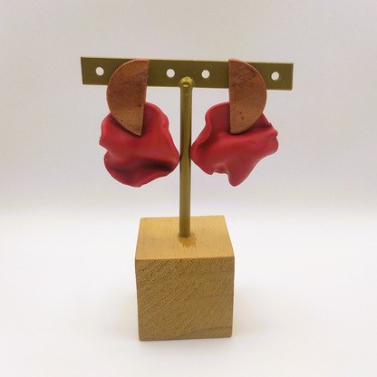 Isis - Pendiente naranja metalizado y rojo mate