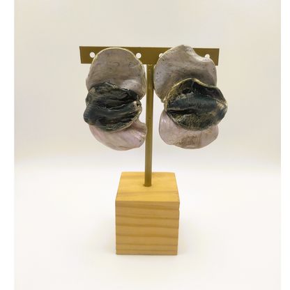 Shakti - Pendientes gris piedra y rosa translucido