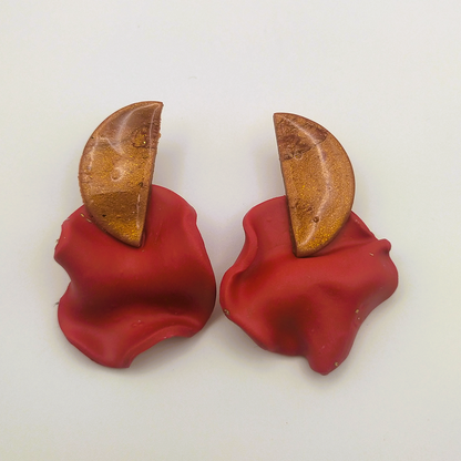 Isis - Pendiente naranja metalizado y rojo mate