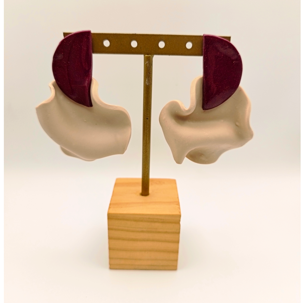 Isis - Pendiente granate y crema mate