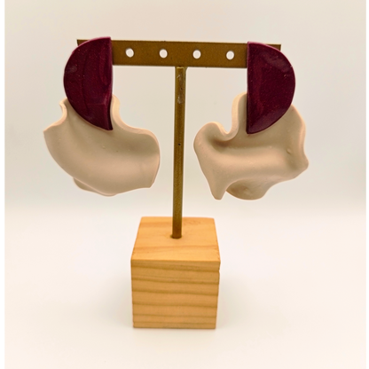 Isis - Pendiente granate y crema mate