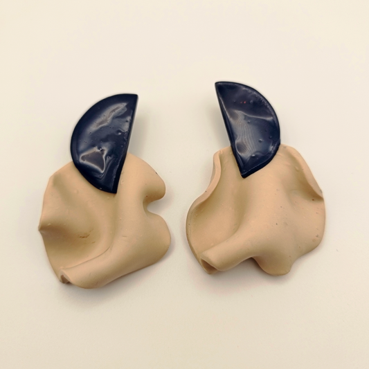 Isis - Pendientes azul y crema mate