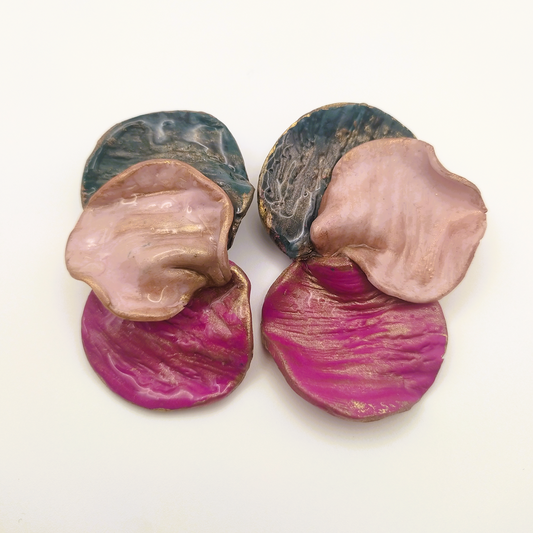 Shakti - Pendientes verde esmeralda y fucsia