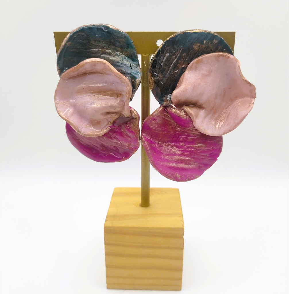 Shakti - Pendientes verde esmeralda y fucsia