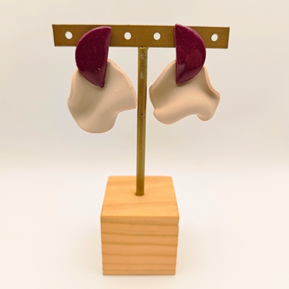 Isis - Pendiente granate y crema mate