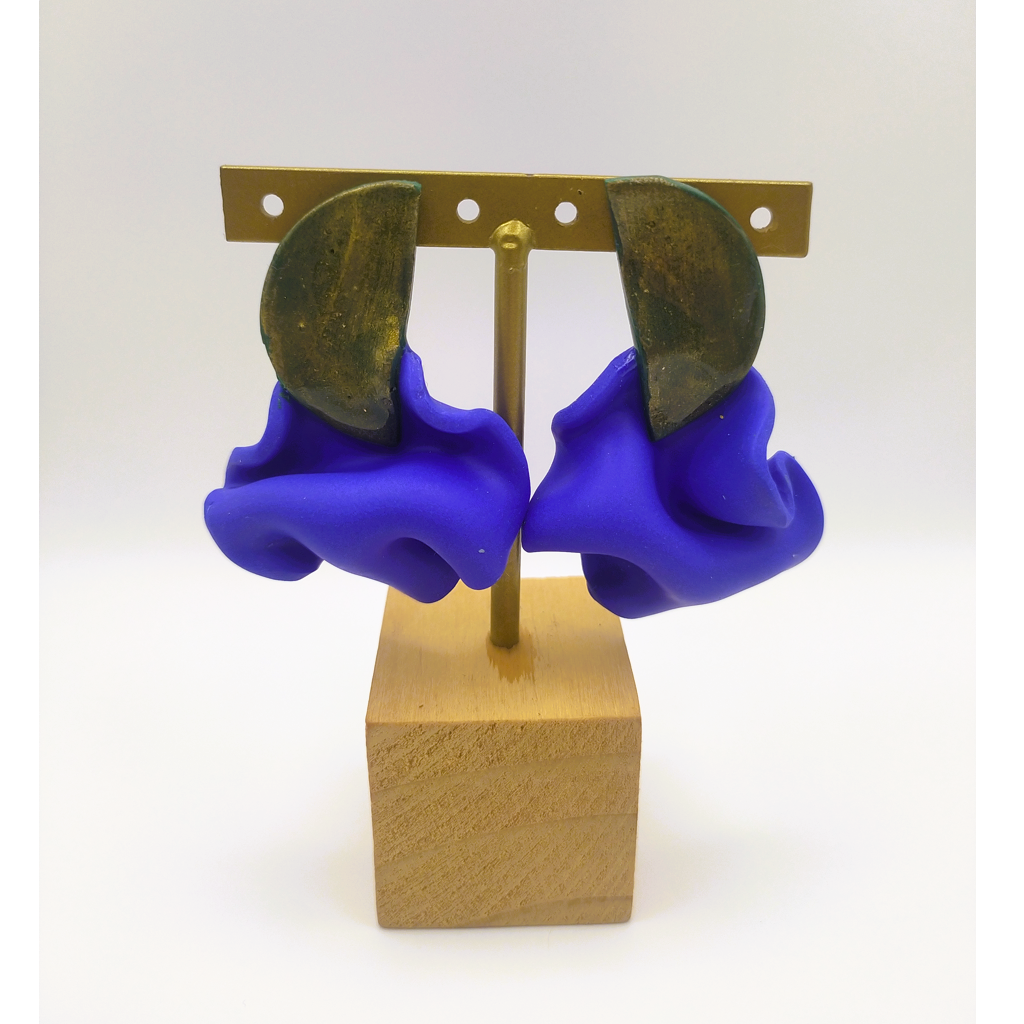 Isis -  Pendientes verde dorado y azul royal