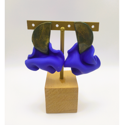 Isis -  Pendientes verde dorado y azul royal