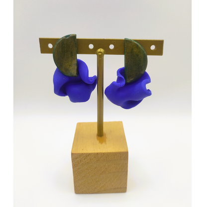 Isis -  Pendientes verde dorado y azul royal