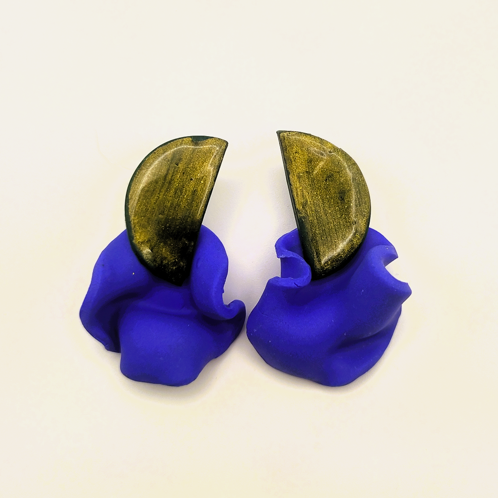 Isis -  Pendientes verde dorado y azul royal