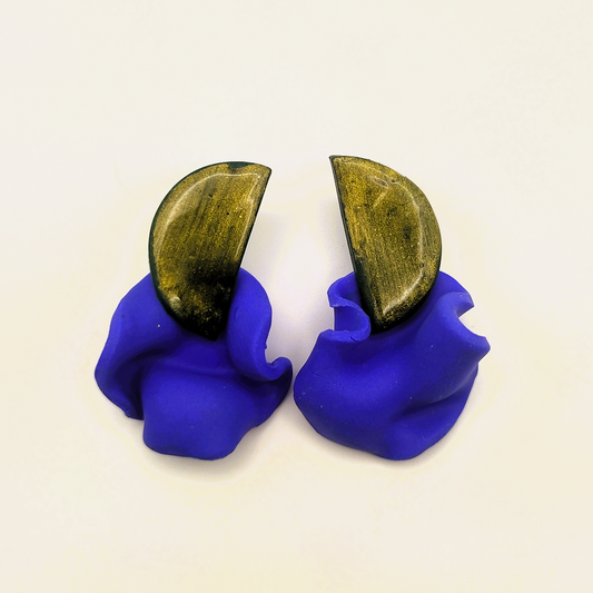 Isis -  Pendientes verde dorado y azul royal