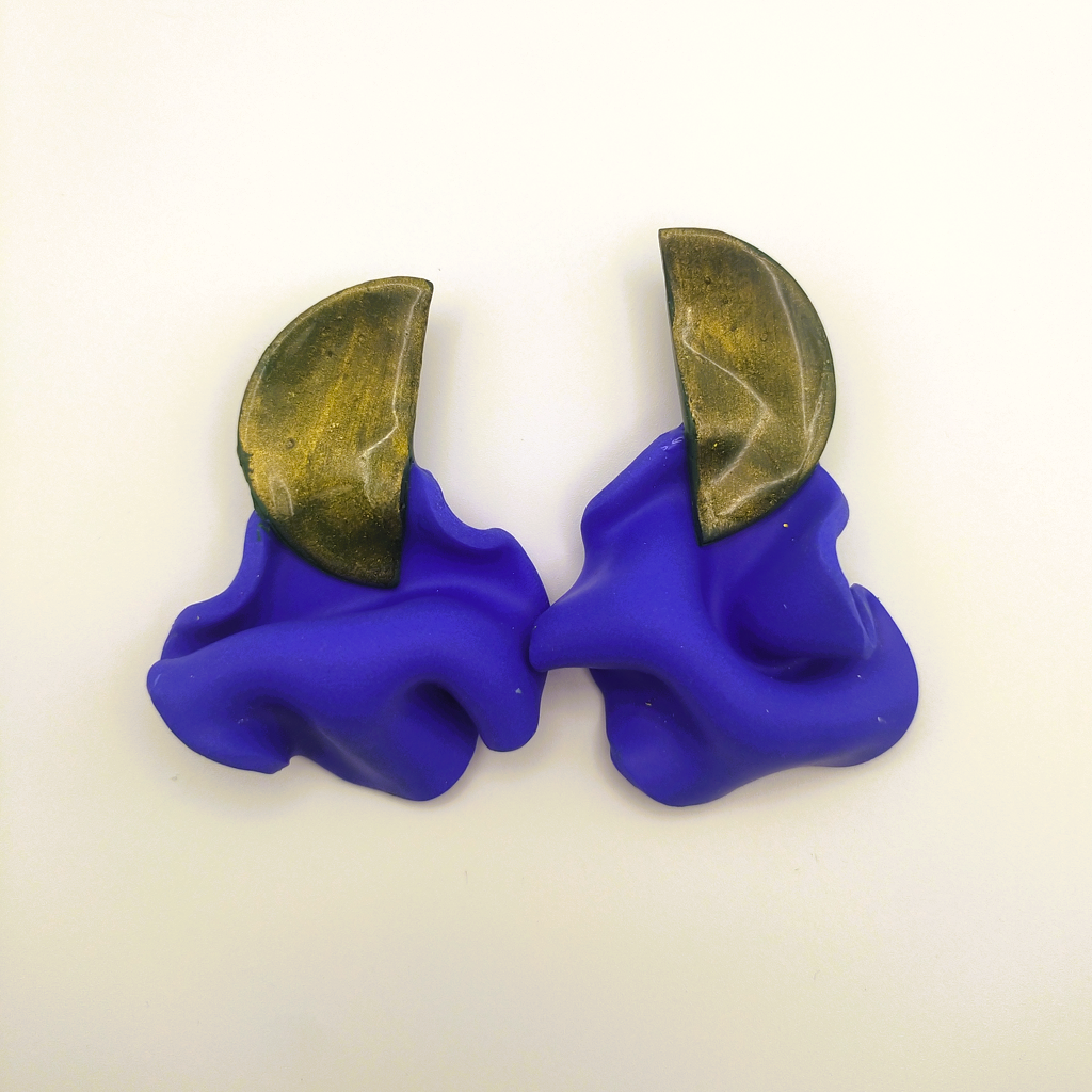 Isis -  Pendientes verde dorado y azul royal