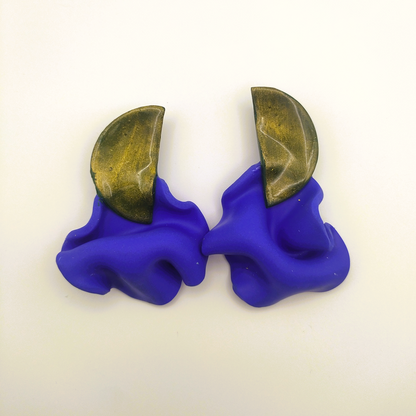 Isis -  Pendientes verde dorado y azul royal