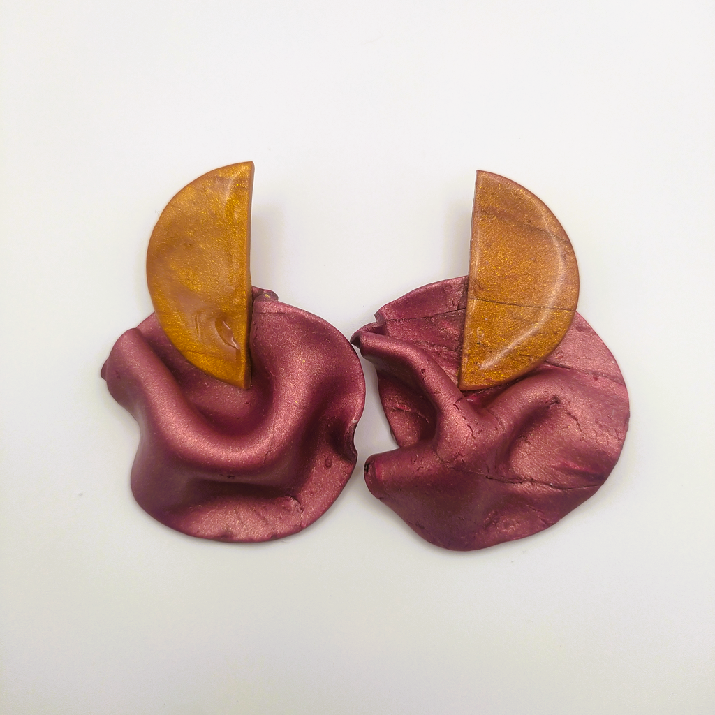Isis - Pendientes grandes naranja y fucsia