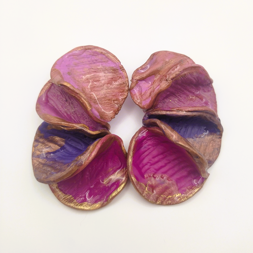 Shakti - Pendientes grandes rosa, purpura y fucsia