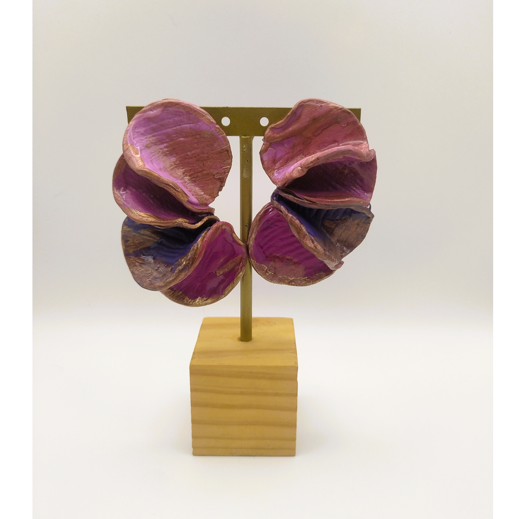 Shakti - Pendientes grandes rosa, purpura y fucsia