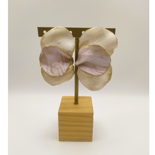 Shakti - Pendientes blancos y rosa translucido