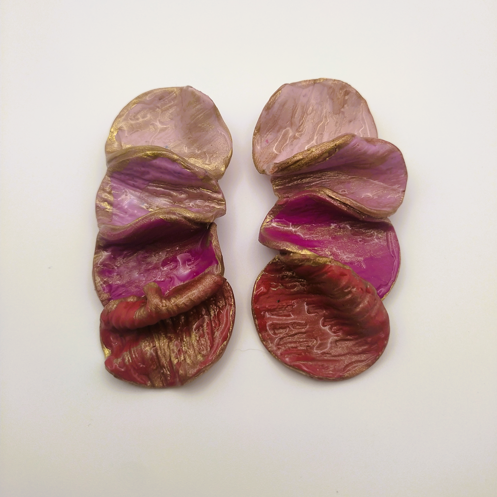 Shakti - Pendientes grandes rosa pastel y fucsia