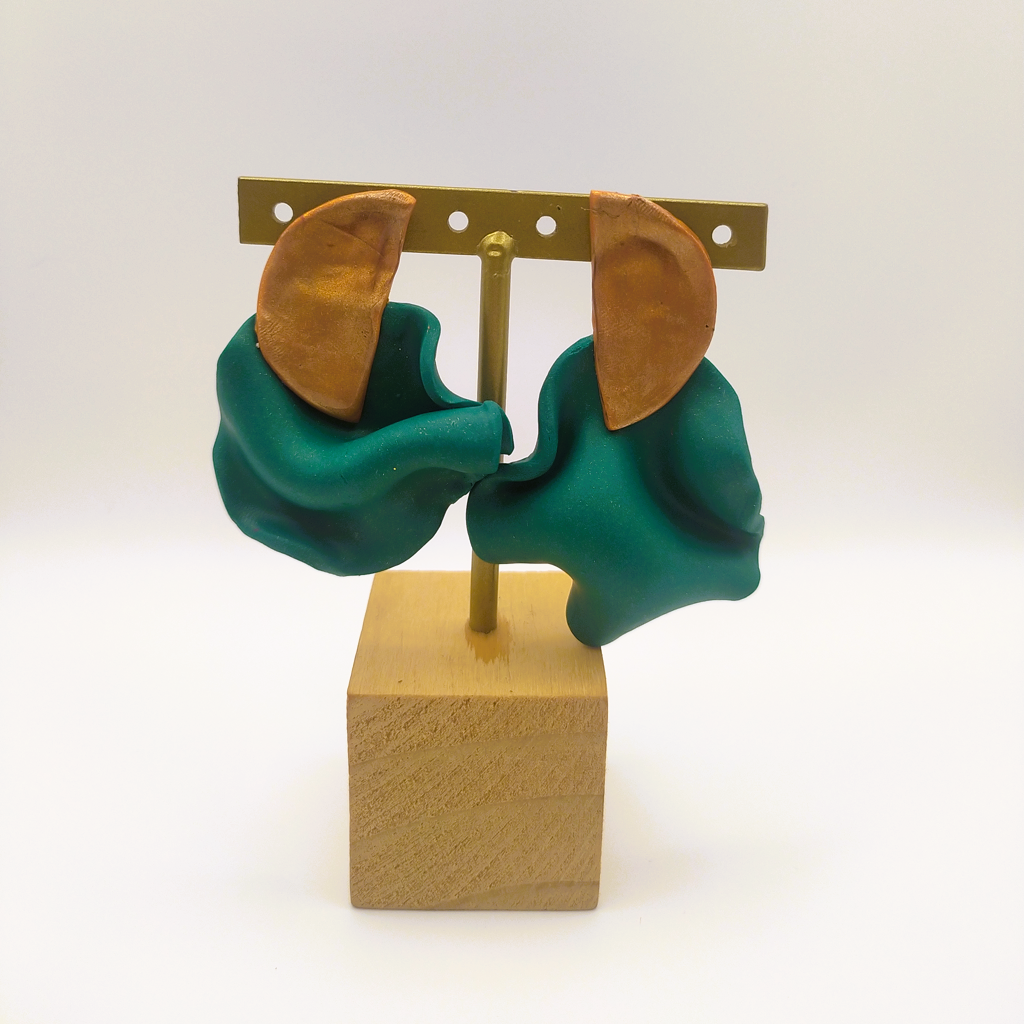 Isis - Pendientes naranja metalizado y verde