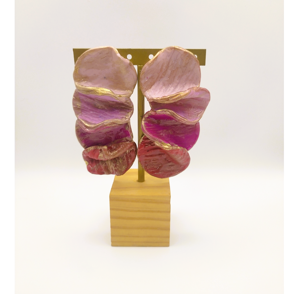 Shakti - Pendientes grandes rosa pastel y fucsia