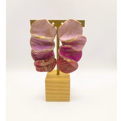 Shakti - Pendientes grandes rosa pastel y fucsia