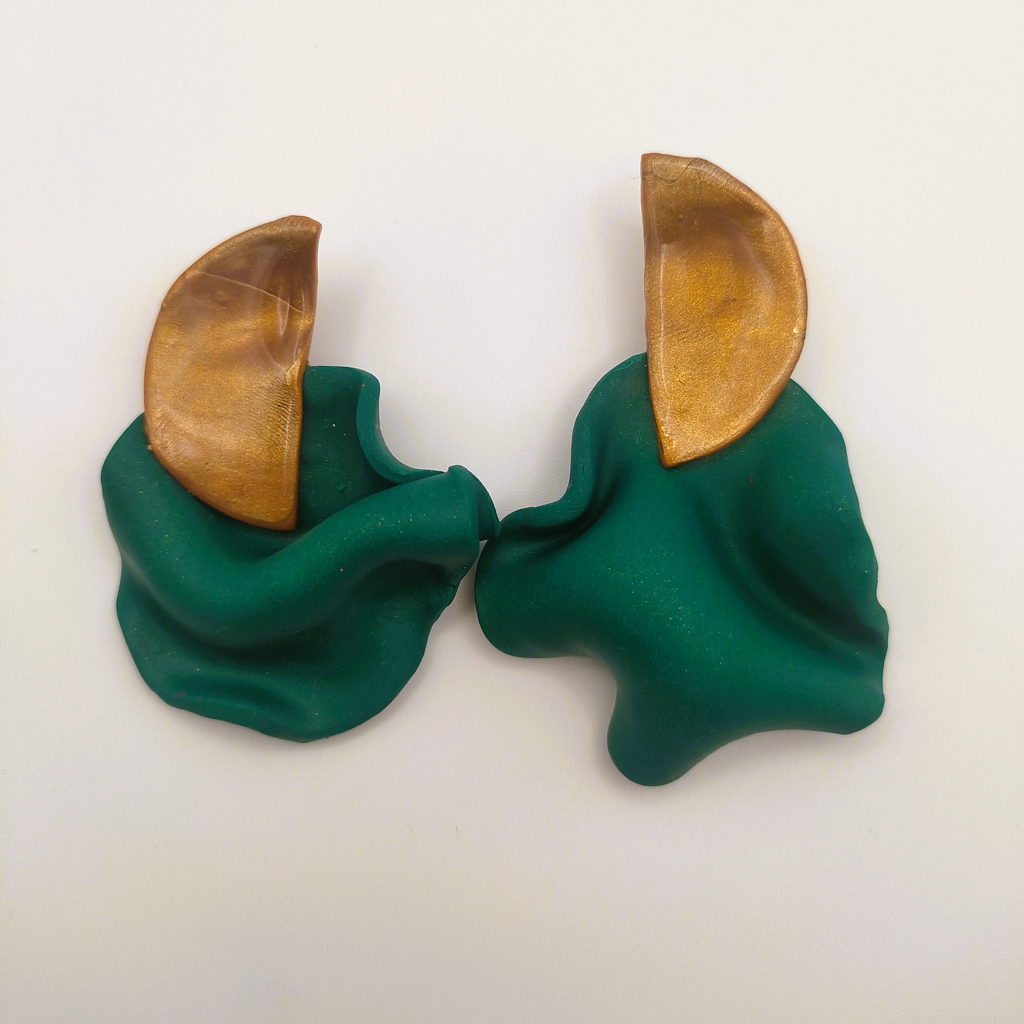 Isis - Pendientes naranja metalizado y verde