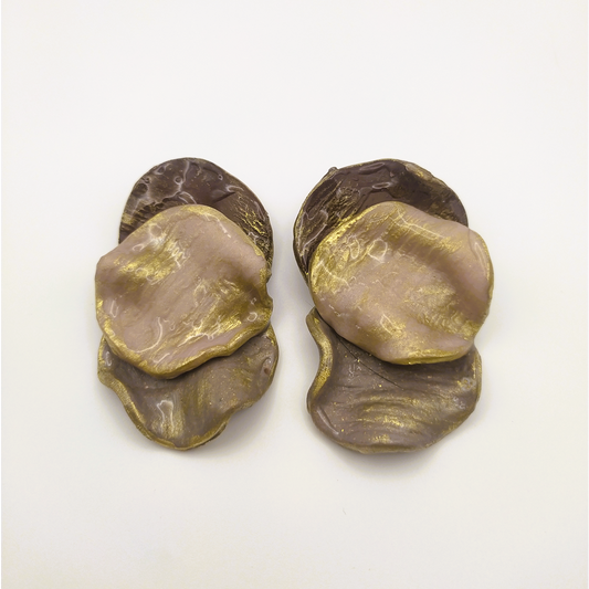 Shakti - Pendientes marrón y rosa grisaceo