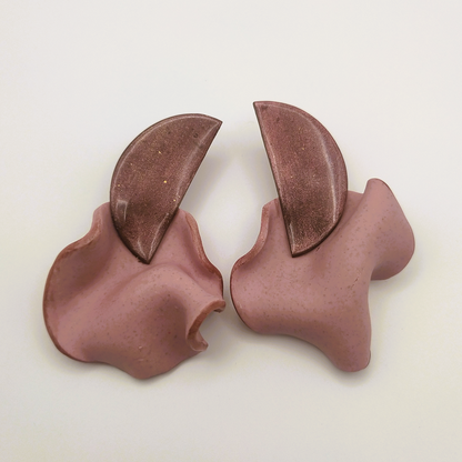 Isis - Pendientes rosa metalizado y rosa palo