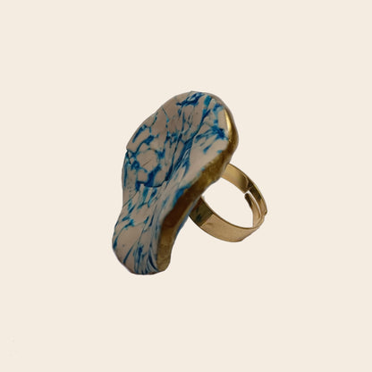 Anillo Afrodita - Tonos crema y azul