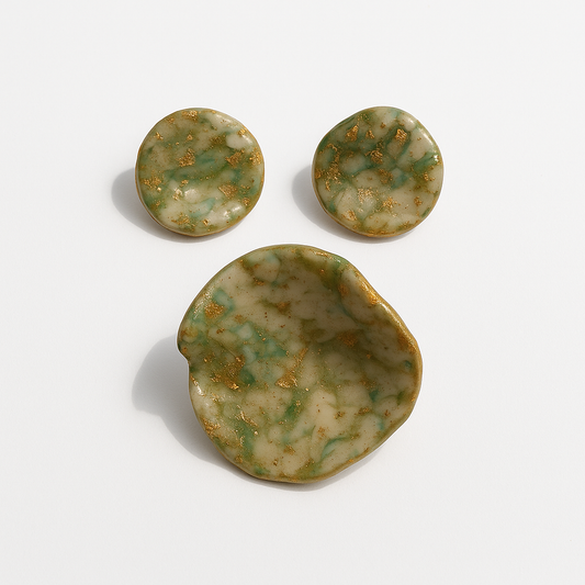 Sarasvati - conjunto tonos verde, dorado y turquesa