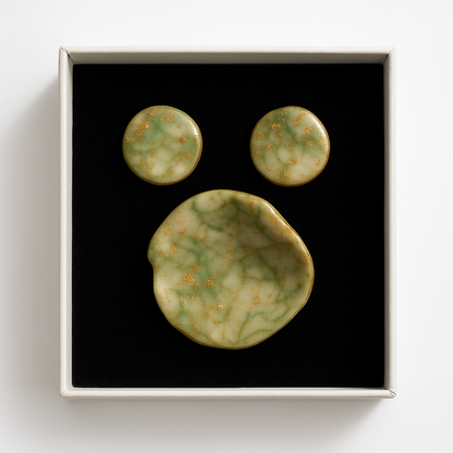 Sarasvati - conjunto tonos verde, dorado y turquesa