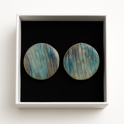 Sarasvati - Pendientes turquesa y gris elegante